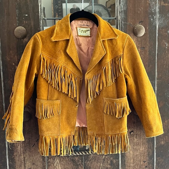 VINTAGE PYPSA | Kids Suede Fringed jacket Cowboy/Western theme - Picture 9 of 9